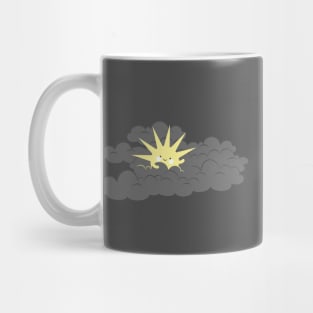 Happy sun in a sea of gray clouds Mug